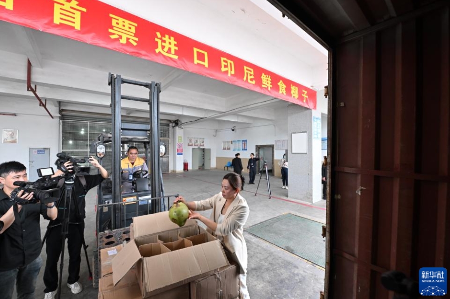 中国初輸入のインドネシア産生ココナッツが福建省福州に到着