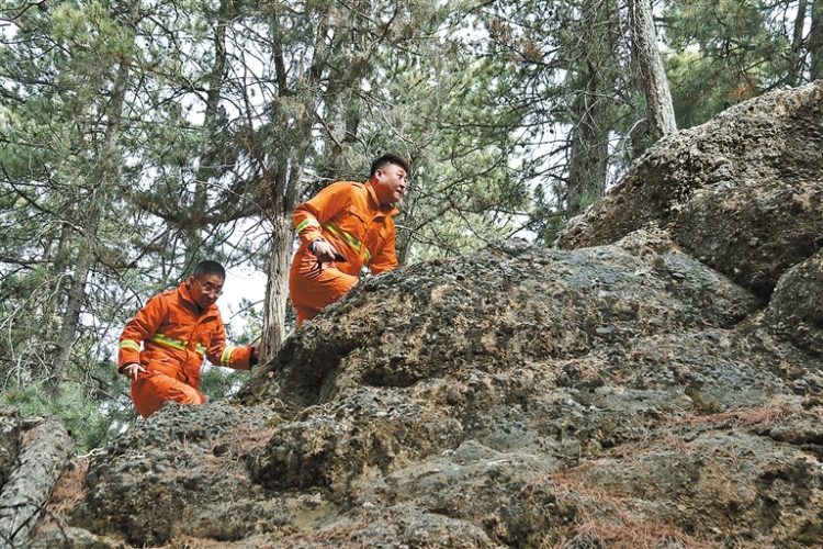 パトロールする森林保護員。