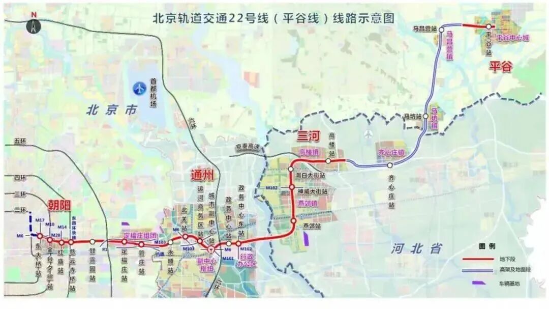 地下鉄22号線（平谷線）プロジェクトの予想路線図。