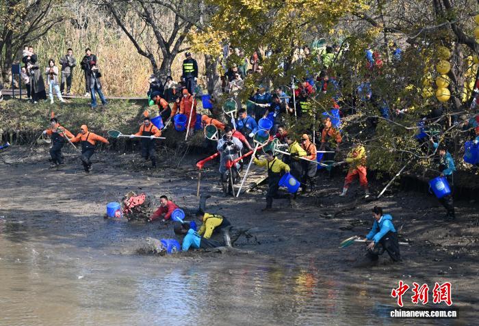 泥まみれで魚を捕まえる西渓湿地の「干塘節」開催　浙江省杭州