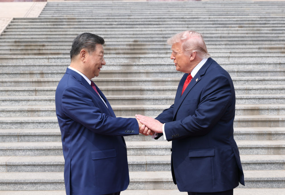 習近平国家主席がトランプ米大統領の歓迎式典を開催