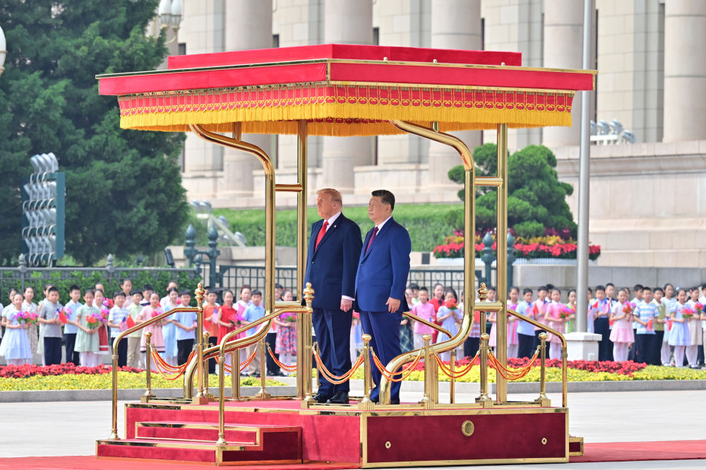習近平国家主席がトランプ米大統領の歓迎式典を開催