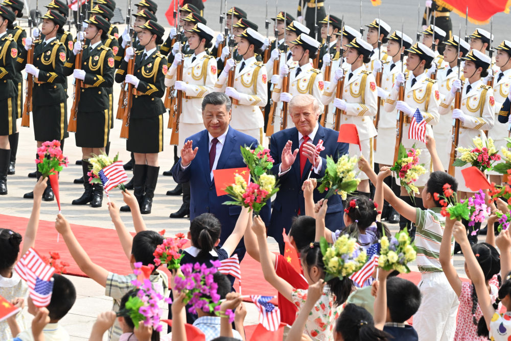 習近平国家主席がトランプ米大統領の歓迎式典を開催