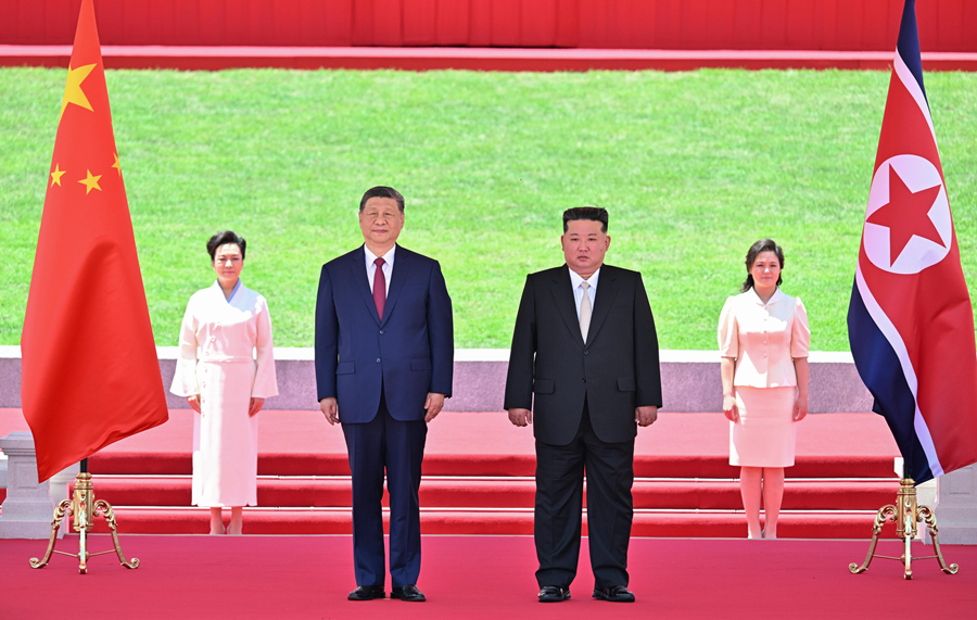 習近平総書記、金正恩氏主宰の歓迎式典に出席