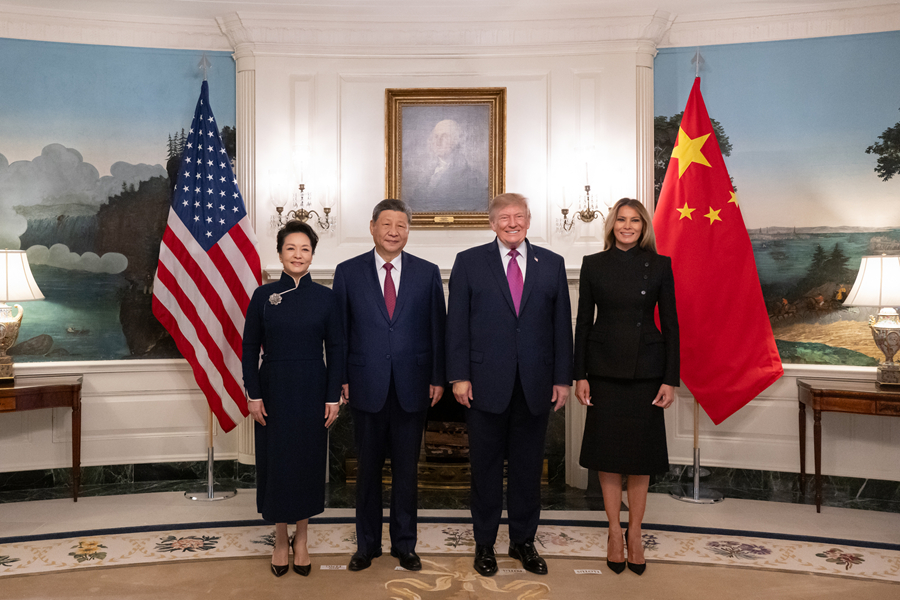 習近平国家主席、トランプ米大統領がホワイトハウスで開催した歓迎式典に出席